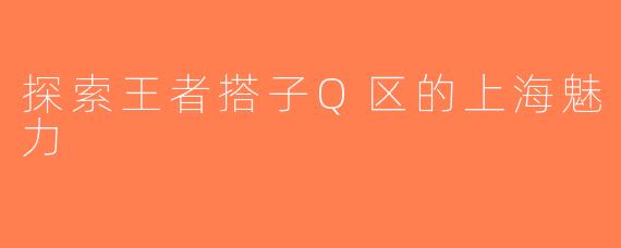 探索王者搭子Q区的上海魅力