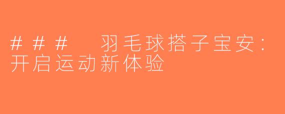 ### 羽毛球搭子宝安：开启运动新体验