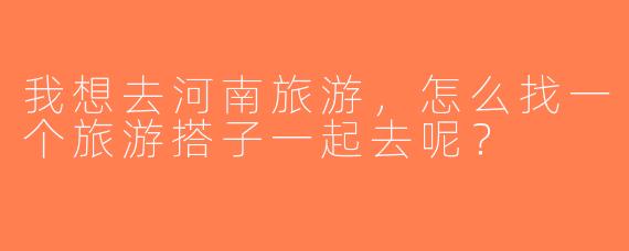 我想去河南旅游，怎么找一个旅游搭子一起去呢？
