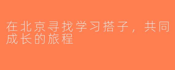 在北京寻找学习搭子，共同成长的旅程