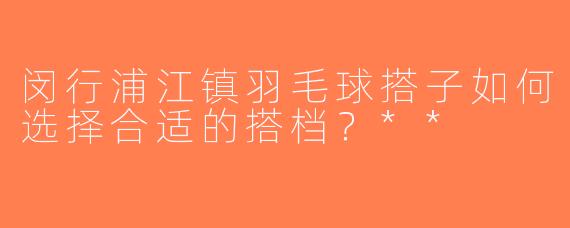 闵行浦江镇羽毛球搭子如何选择合适的搭档？**  