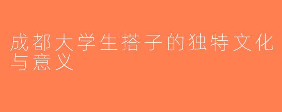 成都大学生搭子的独特文化与意义