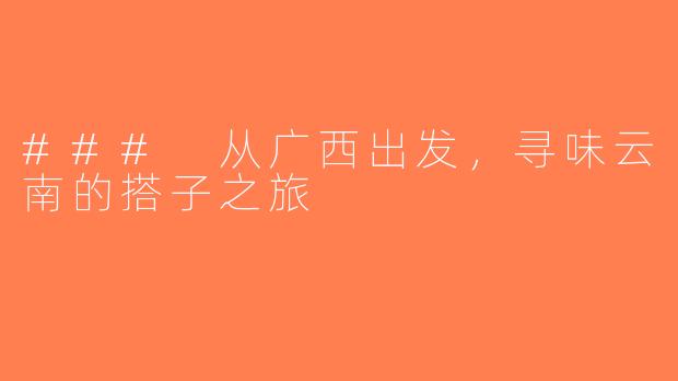 ### 从广西出发，寻味云南的搭子之旅