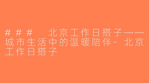 ### 北京工作日搭子——城市生活中的温暖陪伴-北京工作日搭子