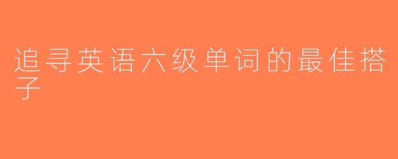 追寻英语六级单词的最佳搭子
