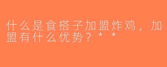 什么是食搭子加盟炸鸡，加盟有什么优势？**