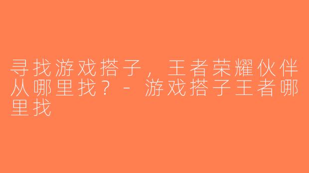 寻找游戏搭子，王者荣耀伙伴从哪里找？-游戏搭子王者哪里找