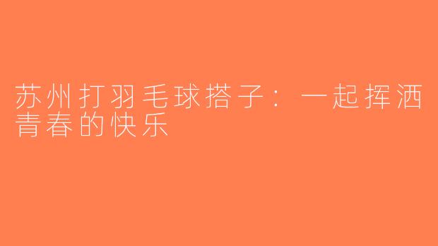 苏州打羽毛球搭子：一起挥洒青春的快乐