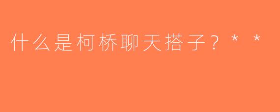 什么是柯桥聊天搭子？**