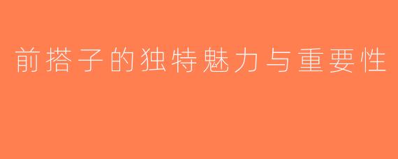 前搭子的独特魅力与重要性