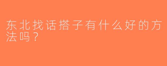 东北找话搭子有什么好的方法吗？