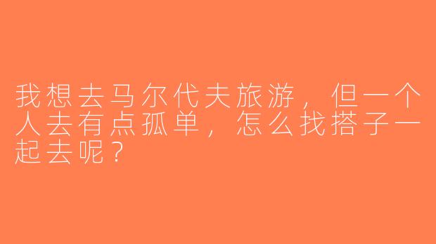我想去马尔代夫旅游，但一个人去有点孤单，怎么找搭子一起去呢？
