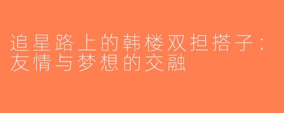 追星路上的韩楼双担搭子：友情与梦想的交融