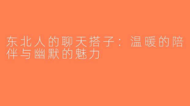 东北人的聊天搭子：温暖的陪伴与幽默的魅力