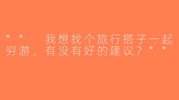 ** 我想找个旅行搭子一起穷游，有没有好的建议？**