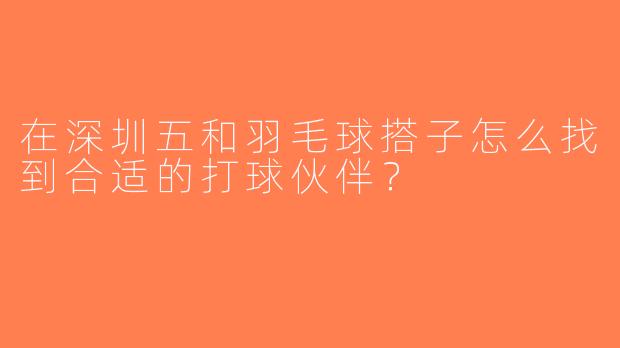 在深圳五和羽毛球搭子怎么找到合适的打球伙伴？