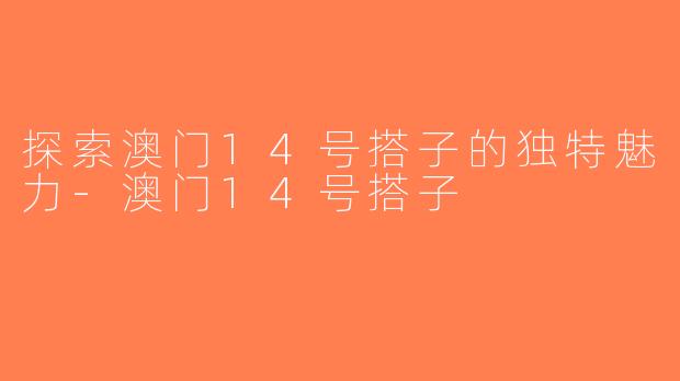 探索澳门14号搭子的独特魅力-澳门14号搭子