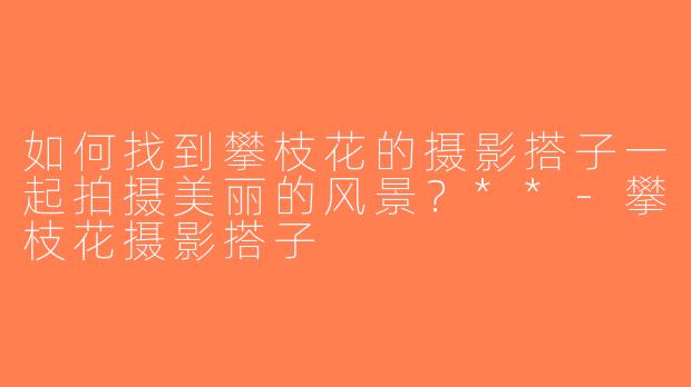 如何找到攀枝花的摄影搭子一起拍摄美丽的风景？**-攀枝花摄影搭子
