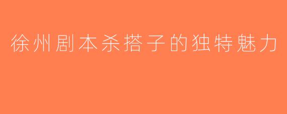 徐州剧本杀搭子的独特魅力