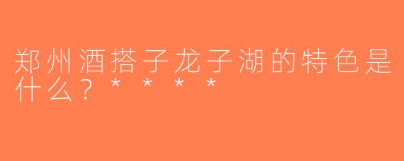 郑州酒搭子龙子湖的特色是什么？****