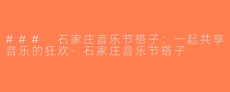 ### 石家庄音乐节搭子：一起共享音乐的狂欢-石家庄音乐节搭子