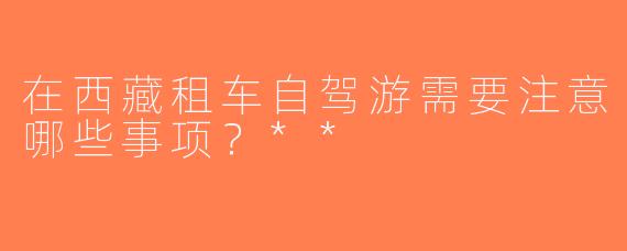 在西藏租车自驾游需要注意哪些事项？**