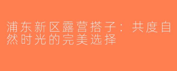 浦东新区露营搭子：共度自然时光的完美选择