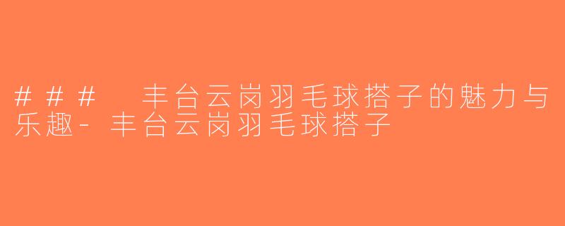 ### 丰台云岗羽毛球搭子的魅力与乐趣-丰台云岗羽毛球搭子