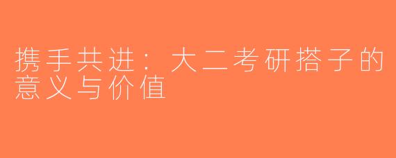 携手共进：大二考研搭子的意义与价值