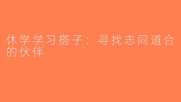 休学学习搭子：寻找志同道合的伙伴