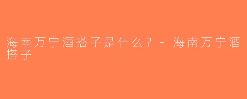 海南万宁酒搭子是什么？-海南万宁酒搭子