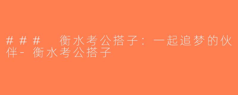 ### 衡水考公搭子：一起追梦的伙伴-衡水考公搭子