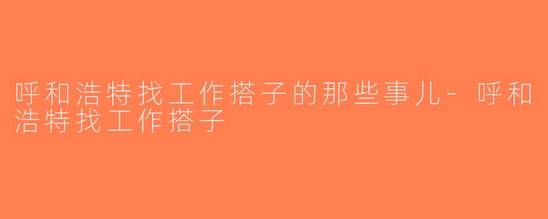 呼和浩特找工作搭子的那些事儿-呼和浩特找工作搭子