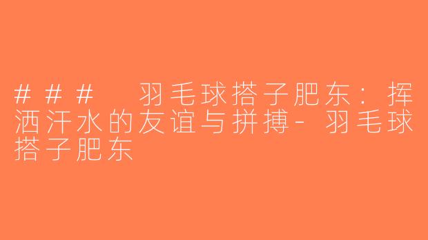 ### 羽毛球搭子肥东：挥洒汗水的友谊与拼搏-羽毛球搭子肥东