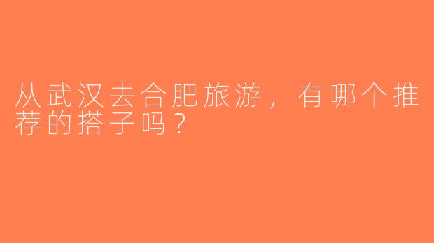从武汉去合肥旅游，有哪个推荐的搭子吗？