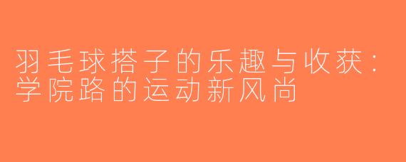 羽毛球搭子的乐趣与收获：学院路的运动新风尚