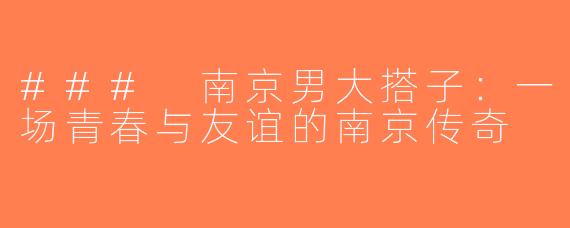 ### 南京男大搭子：一场青春与友谊的南京传奇