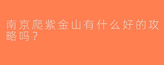 南京爬紫金山有什么好的攻略吗？