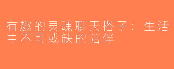 有趣的灵魂聊天搭子：生活中不可或缺的陪伴