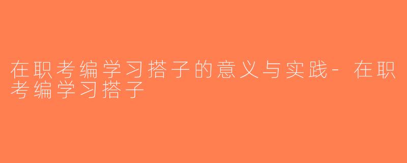 在职考编学习搭子的意义与实践-在职考编学习搭子