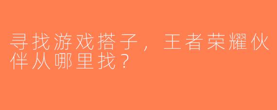 寻找游戏搭子，王者荣耀伙伴从哪里找？