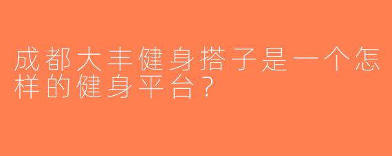 成都大丰健身搭子是一个怎样的健身平台？