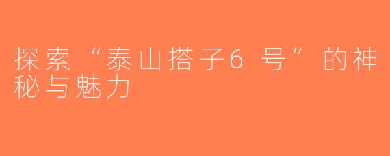 探索“泰山搭子6号”的神秘与魅力