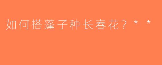 如何搭蓬子种长春花？**