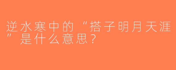 逆水寒中的“搭子明月天涯”是什么意思？