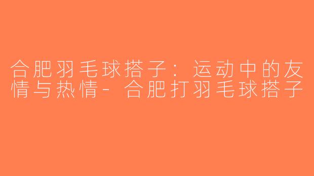 合肥羽毛球搭子：运动中的友情与热情-合肥打羽毛球搭子