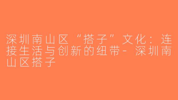 深圳南山区“搭子”文化：连接生活与创新的纽带-深圳南山区搭子