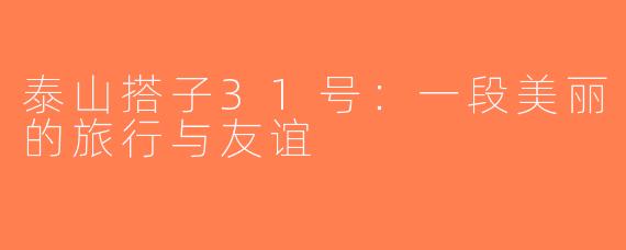 泰山搭子31号：一段美丽的旅行与友谊