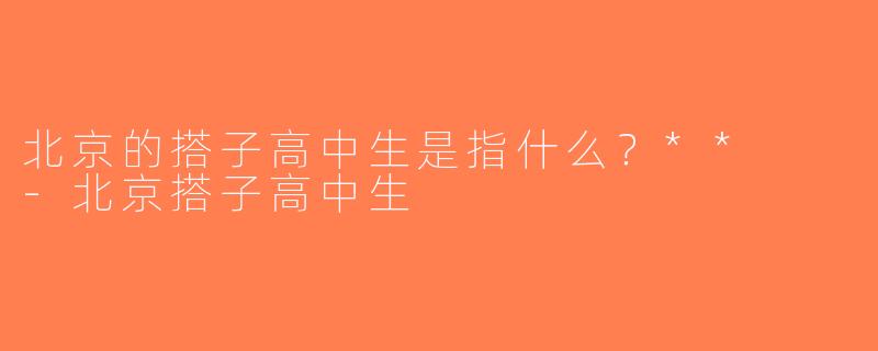 北京的搭子高中生是指什么？**  -北京搭子高中生