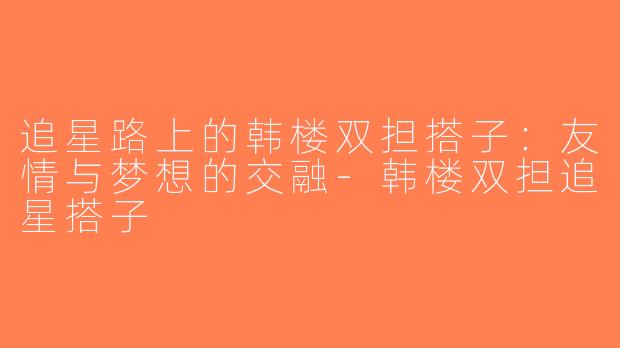 追星路上的韩楼双担搭子：友情与梦想的交融-韩楼双担追星搭子
